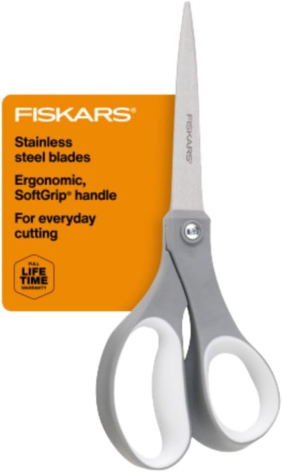 Fiskars All Purpose Scissors, High Performance Cutting, Stainless Steel Blades