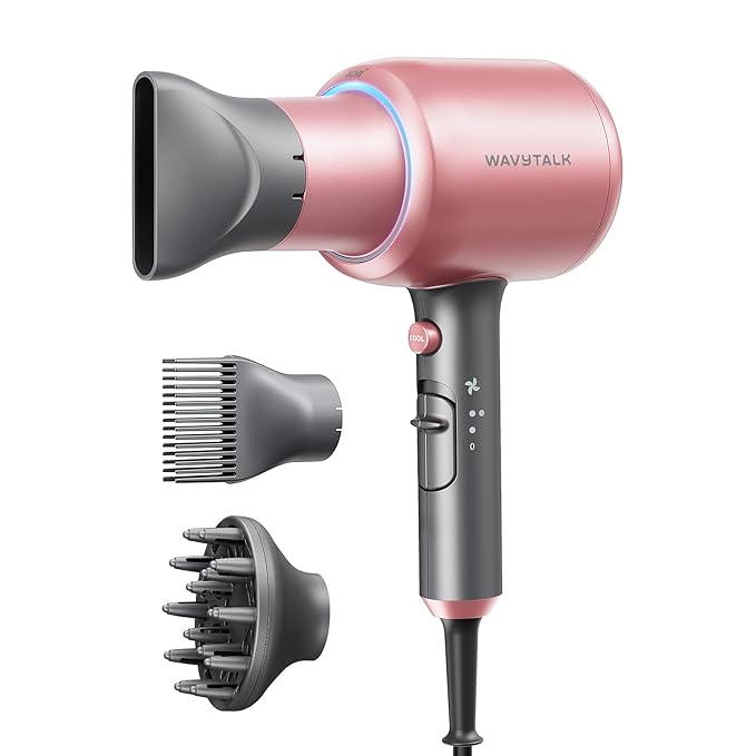 Wavytalk Hair Dryer, Blown Away Ionic Hair Dryer for Curly Hair with Diffuser