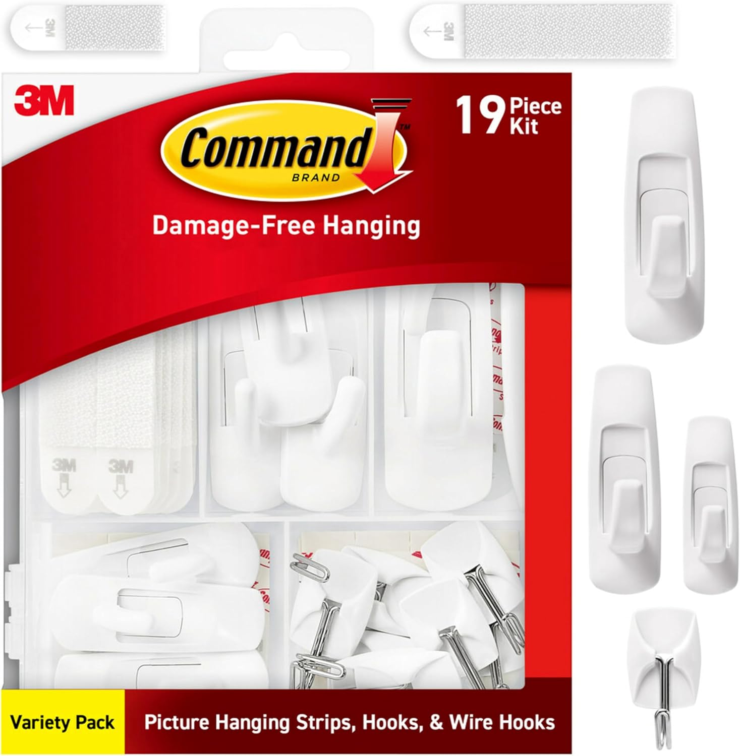 Command Variety Pack, Including 10 Pairs of Picture Hanging Strips, 6 Wire Hooks and 8 Utility Hooks for Hanging