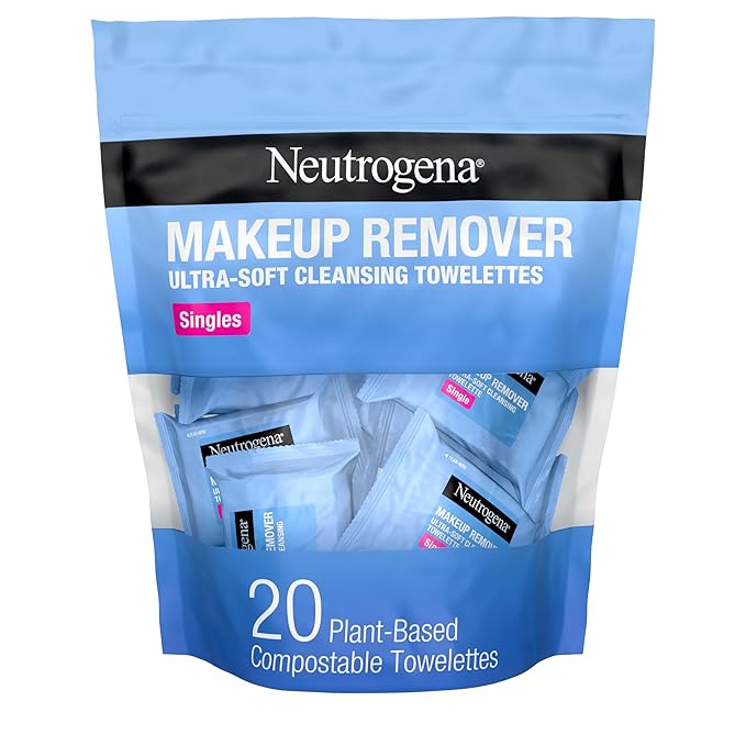 Neutrogena Makeup Remover Wipes Singles, Individually Wrapped Face Wipes, 20 ct