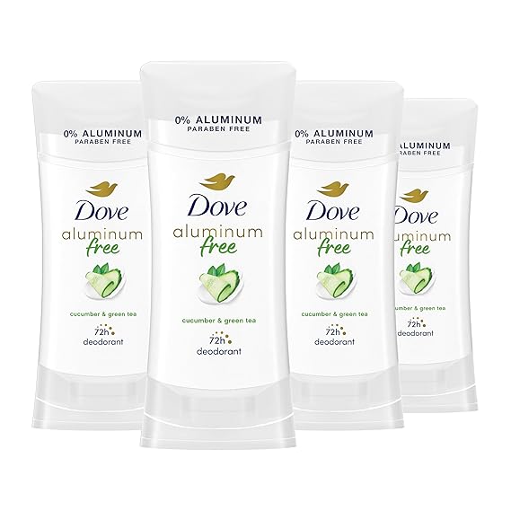 Dove Aluminum Free Deodorant for Women Cucumber and Green Tea, 2.6 oz, 4 Count