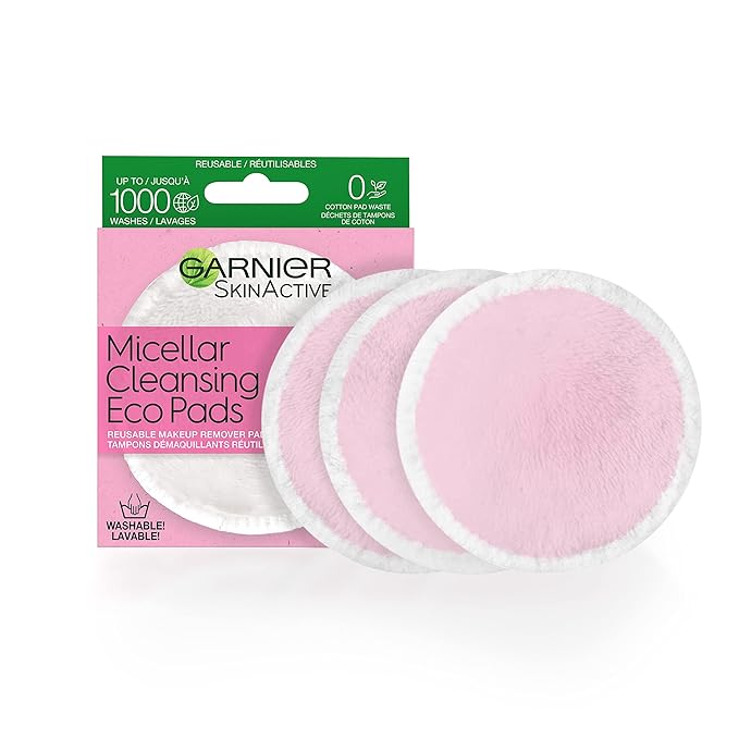 Garnier SkinActive Micellar Cleansing Eco Pads, Reusable, 3 Count