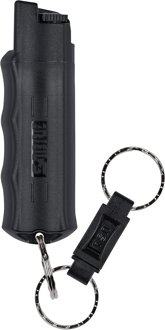 SABRE Pepper Spray, Quick Release Keychain for Easy Carry and Fast Access, Black