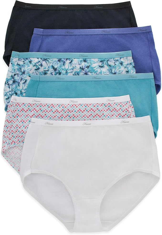 Hanes Women's High-Waisted Brief Panties, 6-Pack (Colors May Vary)