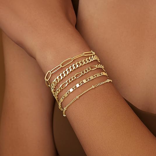 14K Real Gold Plated Bracelets for Women  Adjustable